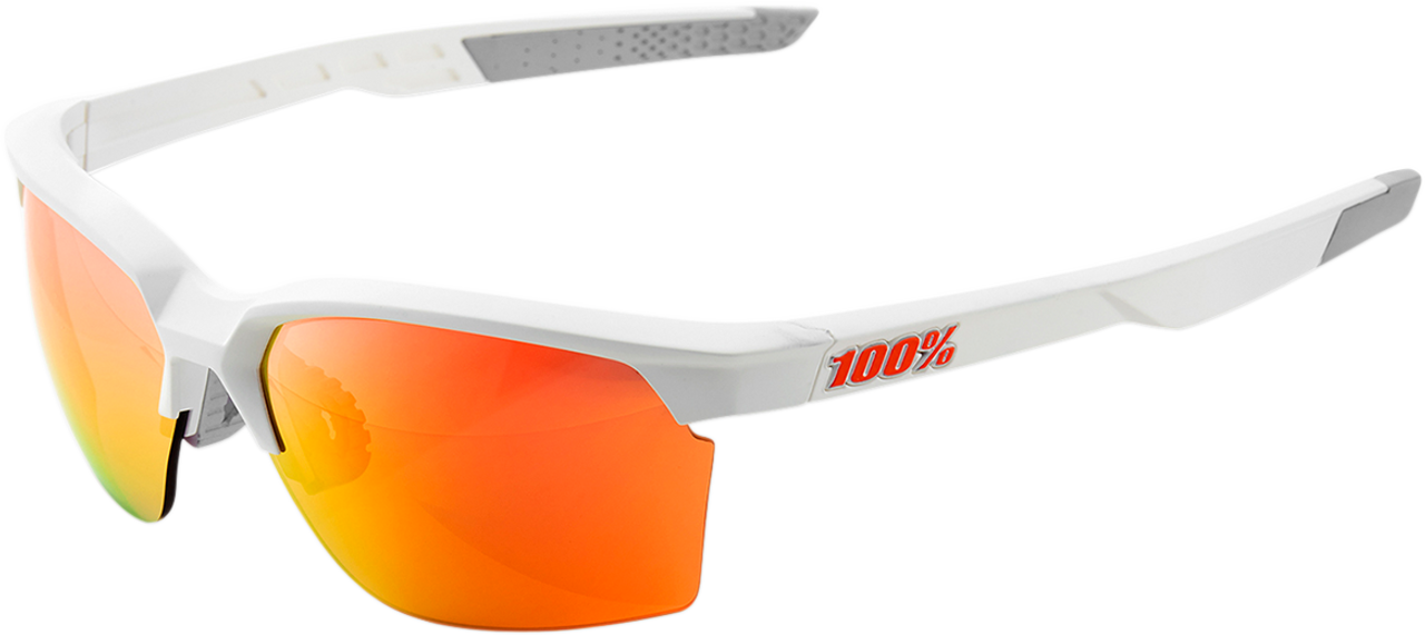 Sportcoupe Sunglasses Soft Tact White - HiPER Red Multilayer Mirror Lens | 100%