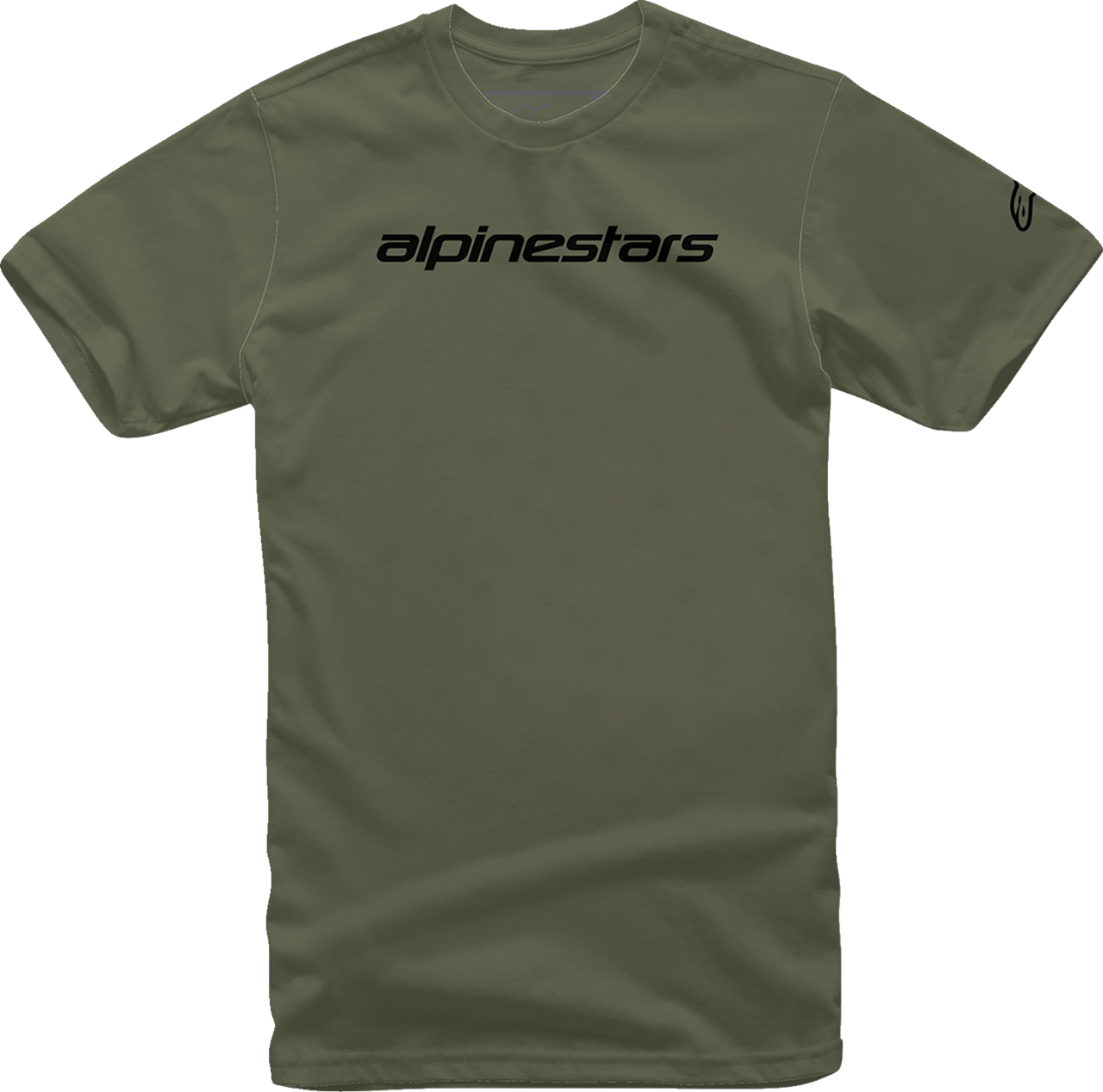 Alpinestars Linear Wordmark T-Shirt Military Green Black front view - Large