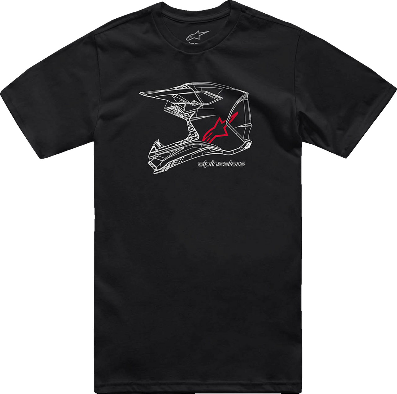 Alpinestars MX Helmet T-Shirt Black White Large Front View