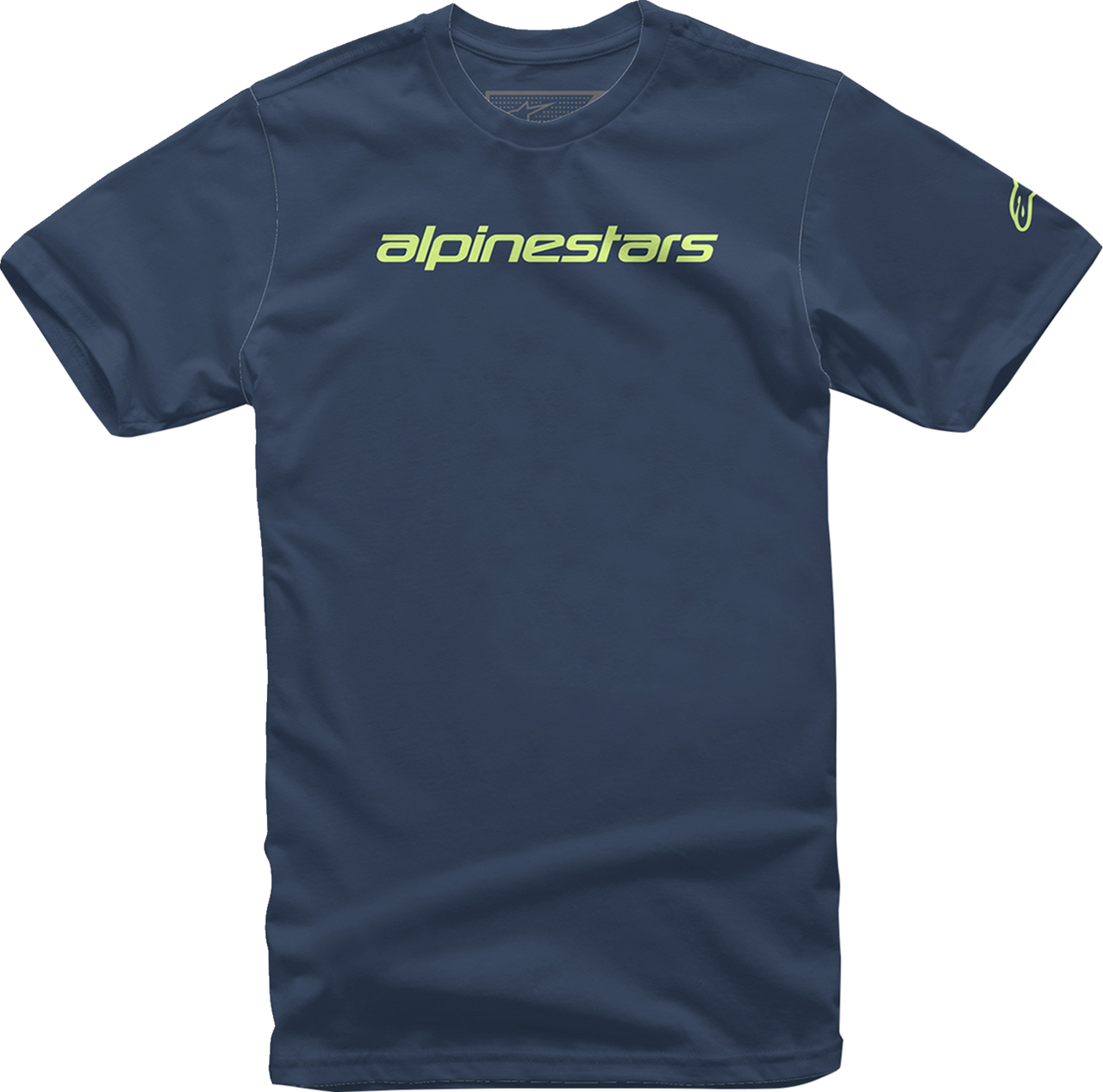 Alpinestars Linear Wordmark Navy Lime Extra Large T-Shirt front view
