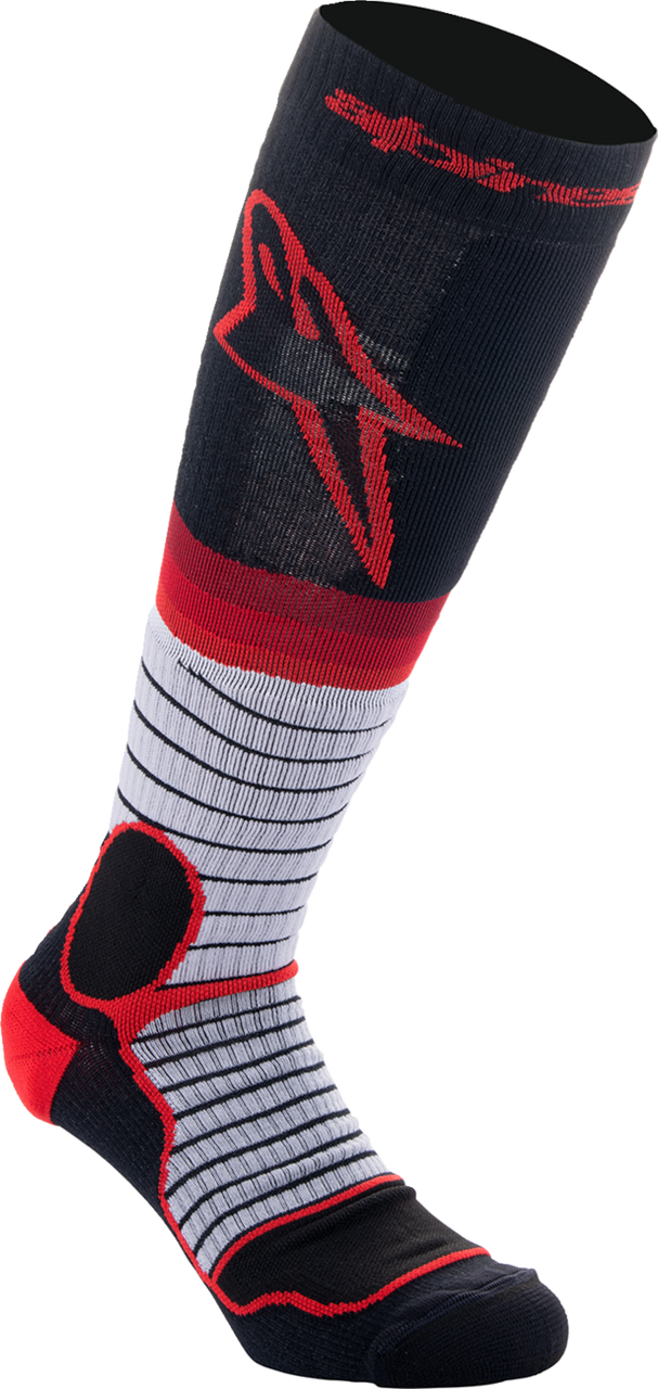 Alpinestars MX Pro Socks Black Red Gray Large with reinforced padding and breathable mesh construction