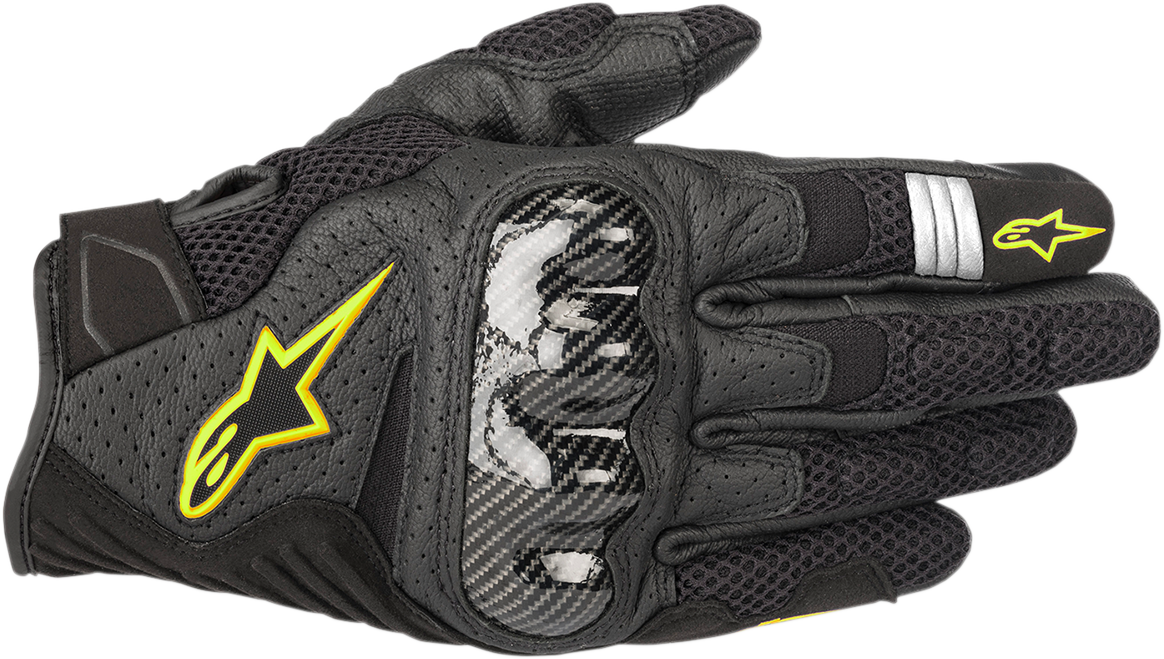 Alpinestars SMX-1 Air V2 Gloves Black Fluorescent Yellow XL with mesh leather and knuckle protection