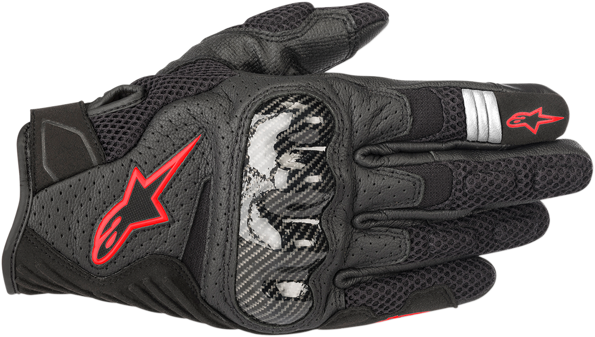 Alpinestars SMX-1 Air V2 Gloves Black Fluorescent Red XL with mesh leather and knuckle protection