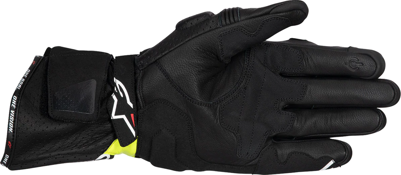 Alpinestars SP-3 Motorcycle Gloves Black/White/Fluorescent Yellow in XL