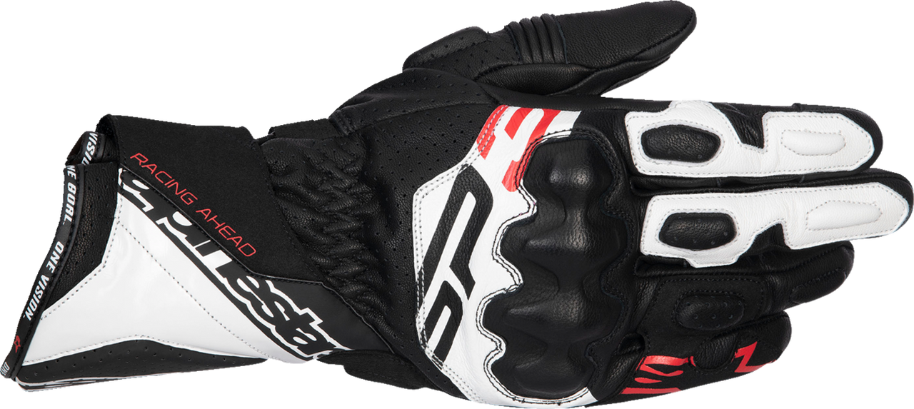 Alpinestars SP-3 Motorcycle Gloves Black White Fluorescent Red 2XL