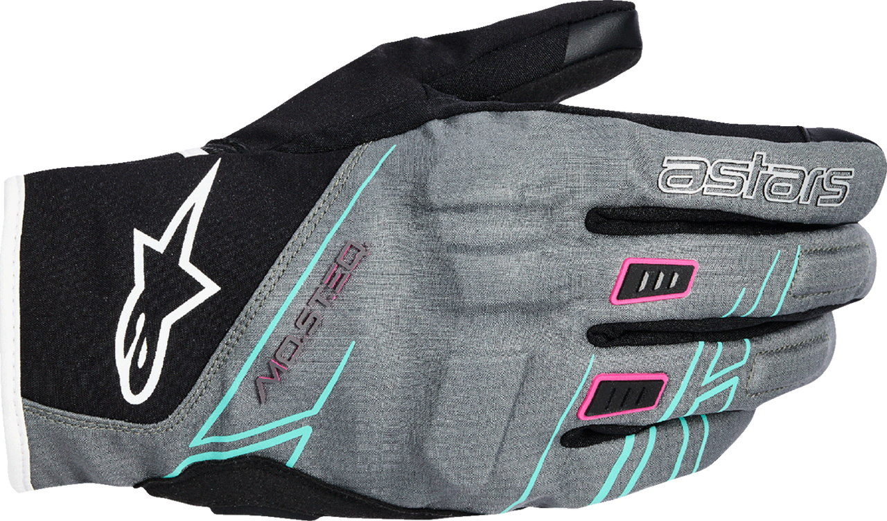 Alpinestars Stella Moblast Drystar Waterproof Gloves Fur Gray Black Fluo Pink X-Large Women's Short Cuff Goat Leather