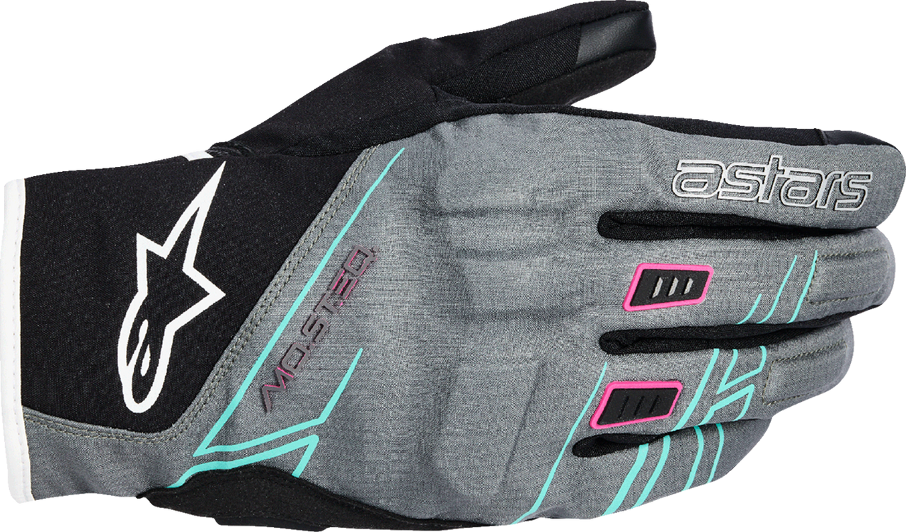 Alpinestars Stella Moblast Drystar Waterproof Gloves Fur Gray Black Fluo Pink X-Small Women's Short Cuff Goat Leather
