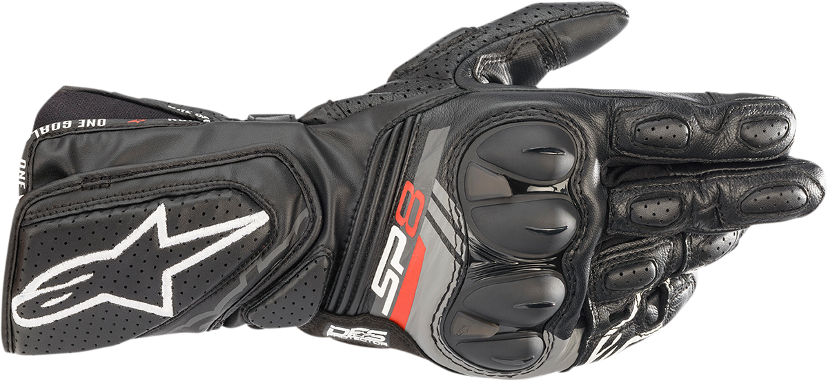Alpinestars SP-8 V3 Leather Sport Riding Gloves Black Large Knuckle Protector Keprotec Palm