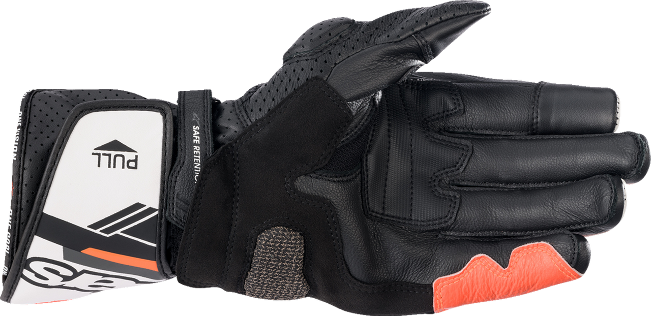 Alpinestars SP-8 V3 Leather Sport Riding Gloves Black/White/Fluo Red 2XL