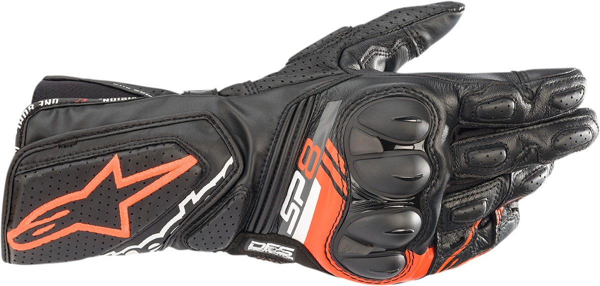 Alpinestars SP-8 V3 black and fluorescent red motorcycle riding gloves medium