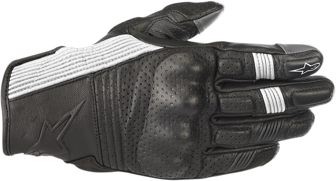 Alpinestars Mustang V2 black and white leather motorcycle riding gloves large