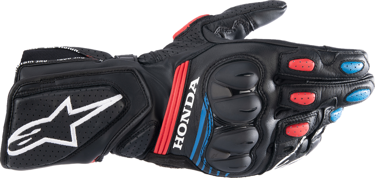 Alpinestars Honda SP-8 V3 blue black red long cuff motorcycle gloves Medium