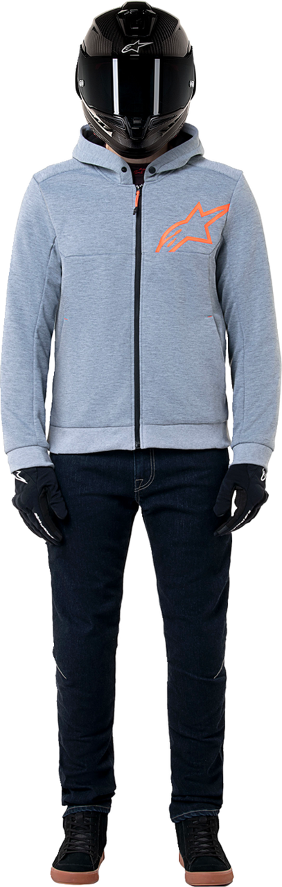 Alpinestars Chrome v2 Sport Hoodie - Heather Gray/Red Fluo - XL