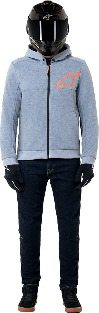 Alpinestars Chrome v2 Sport Hoodie - Heather Gray/Red Fluo - 2XL