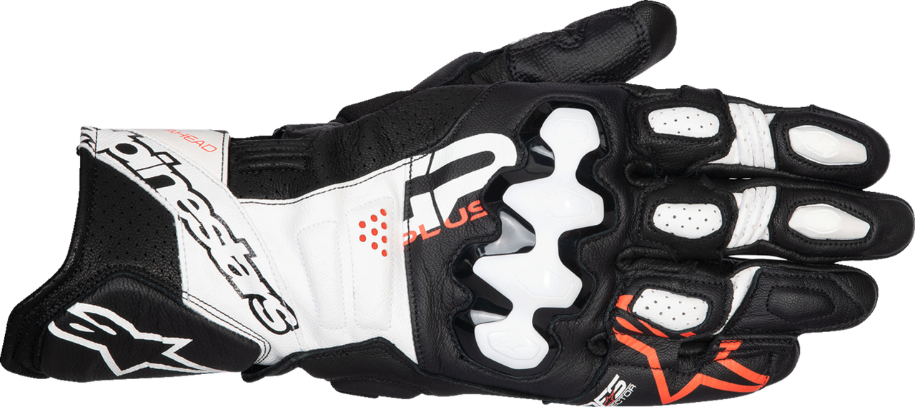 Alpinestars GP Plus R V3 Leather Gloves - Black/White/Fluo Red - 2XL