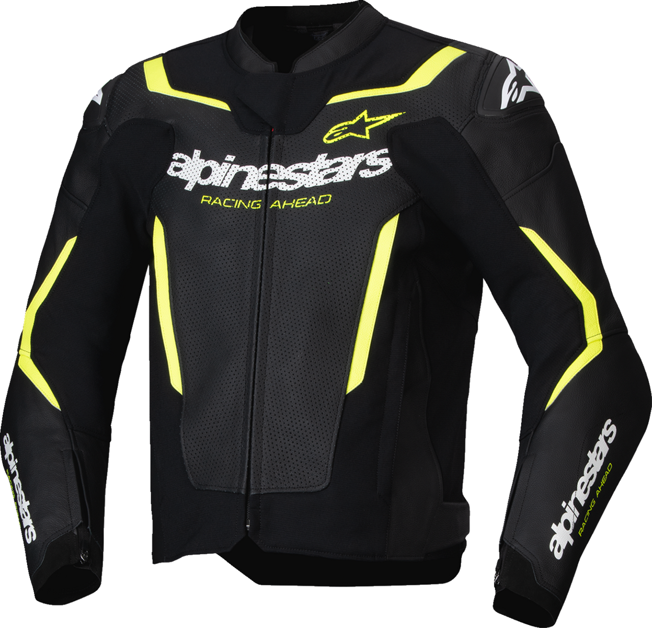 Alpinestars GP Force v2 Airflow Leather Jacket - Black/Yellow Fluo - US 40 / EU 50
