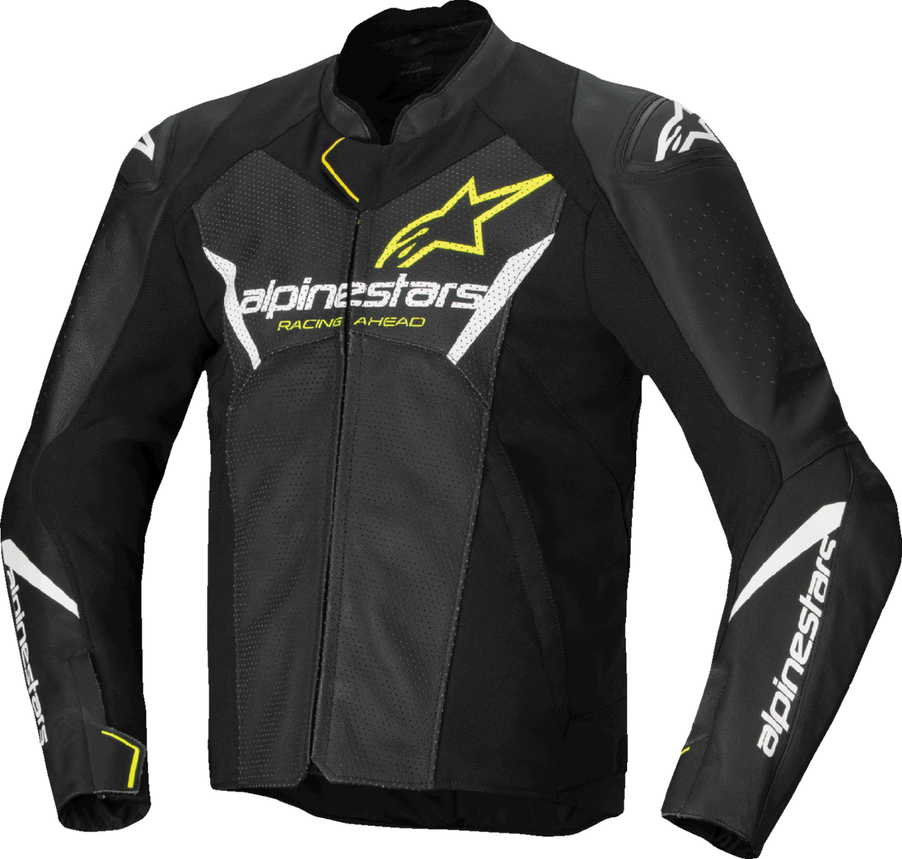 Alpinestars Faster v3 Airflow Leather Jacket - Black/White/Yellow Fluo - US 40 / EU 50
