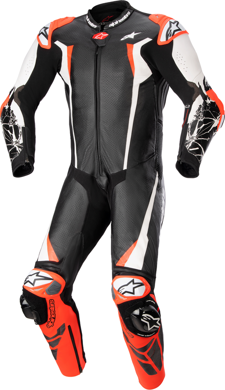 Alpinestars Racing Absolute v2 1-Piece Leather Suit - Black/White/Red Fluo - US 38 / EU 48