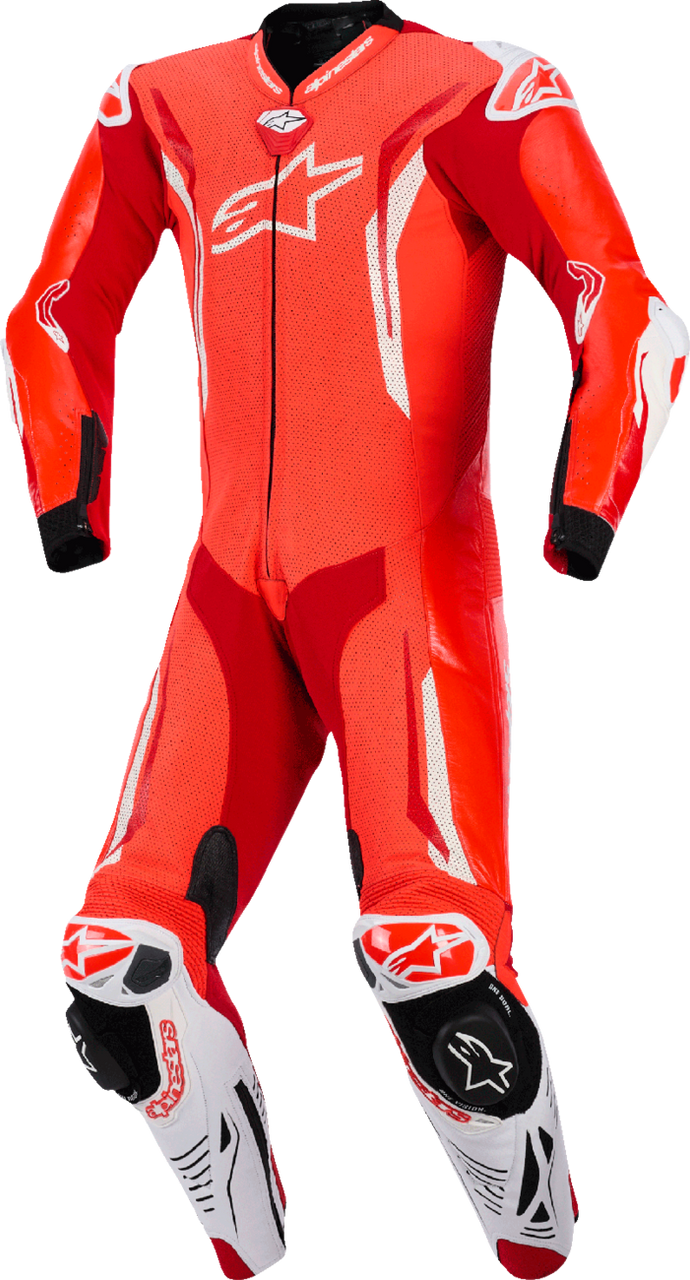 Alpinestars GP Tech v5 1-Piece Leather Suit - Red Fluo/Bright Red/White - US 44 / EU 54