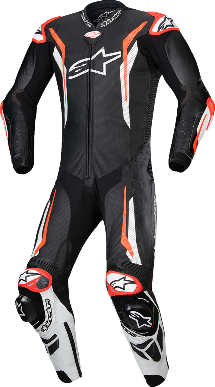 Alpinestars GP Tech v5 1-Piece Leather Suit - Black/White/Red Fluo - US 38 / EU 48