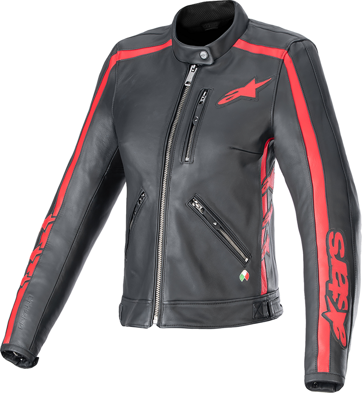 Alpinestars Stella Dyno Leather Jacket - Black/Haute Red - XL