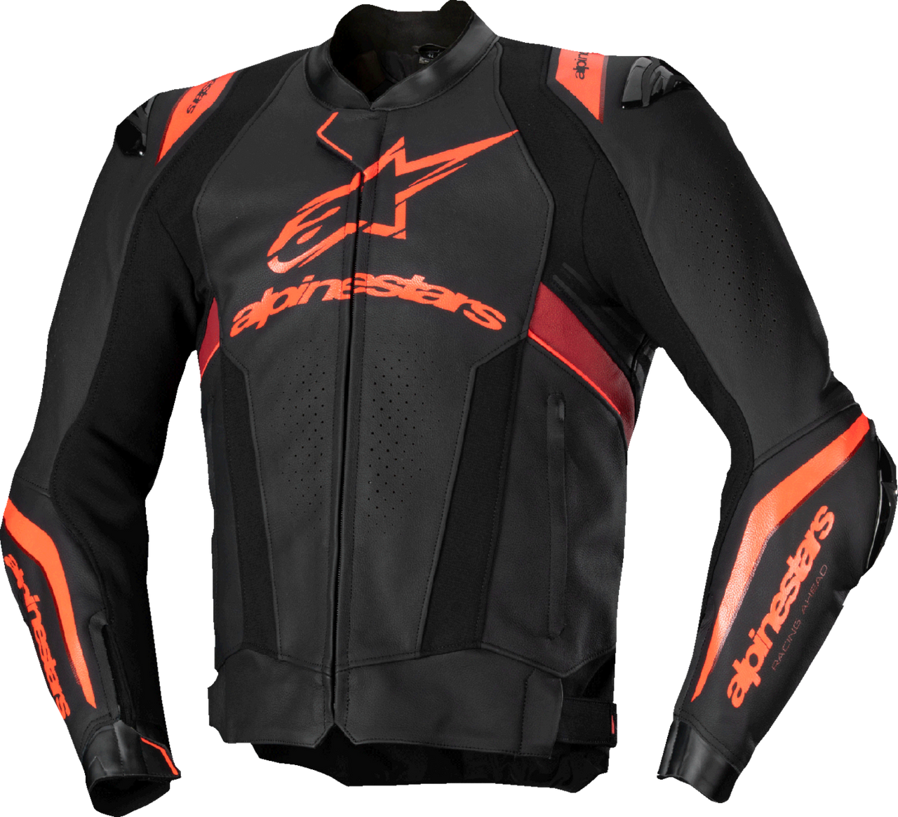 Alpinestars Missile v3 Ignition Leather Jacket - Black/Red Fluo/Dark Red - US 48 / EU 58