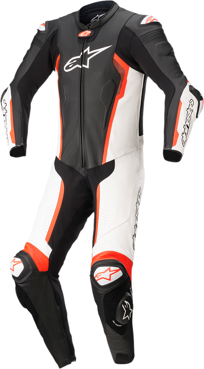 Alpinestars Missile v2 - 1-Piece Leather Suit - Black/White/Red Fluo - US 44 / EU 54