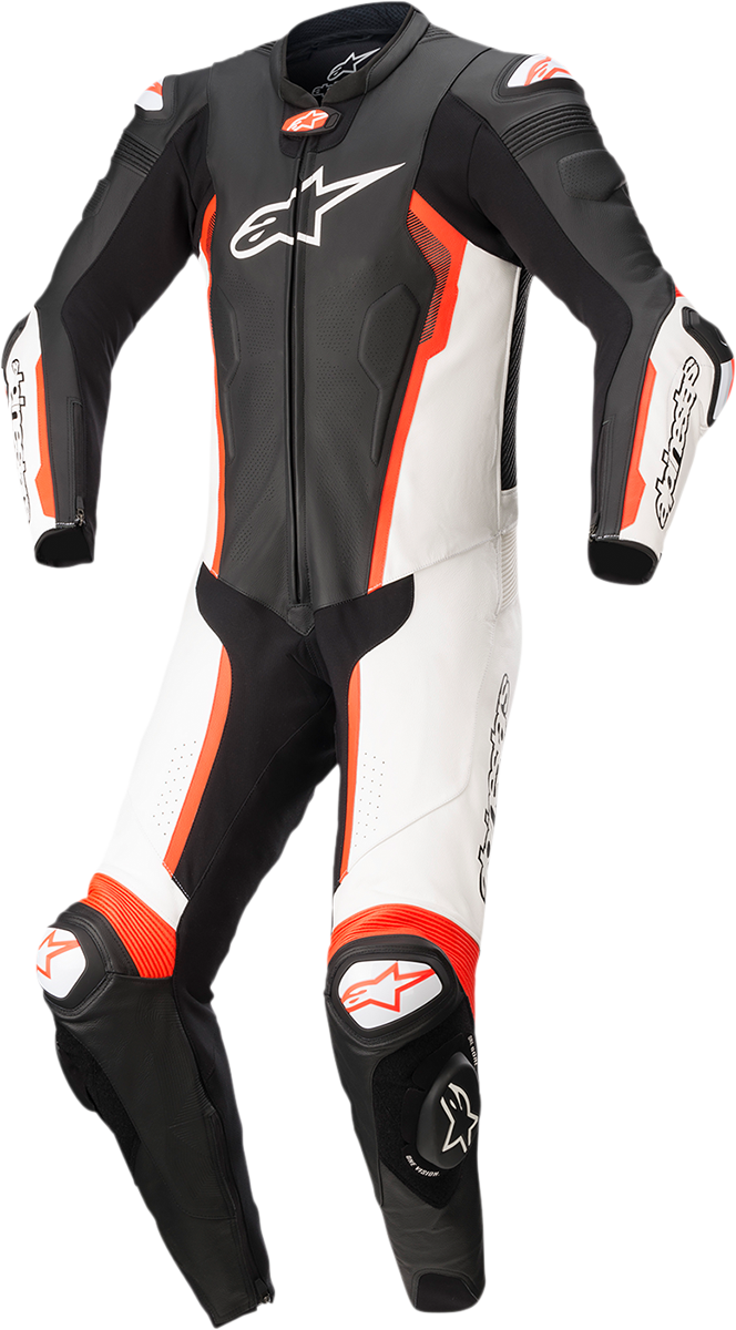 Alpinestars Missile v2 - 1-Piece Leather Suit - Black/White/Red Fluo - US 38 / EU 48