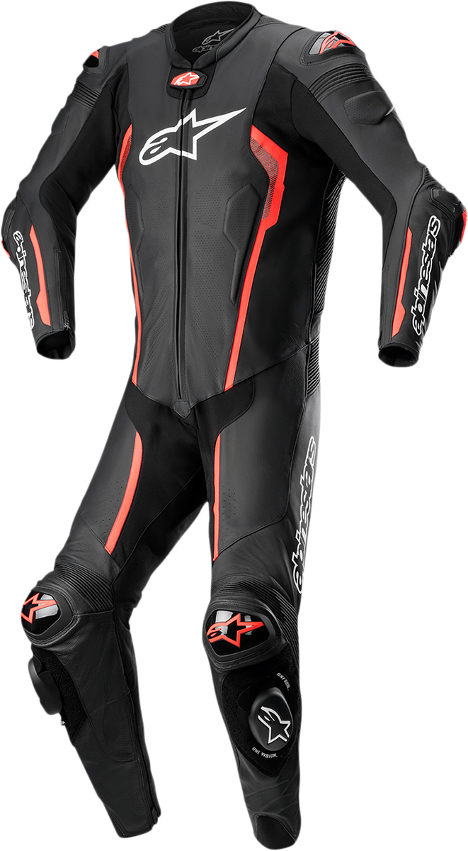 Alpinestars Missile v2 1-Piece Leather Suit - Black/Red Fluo - US 46 / EU 56