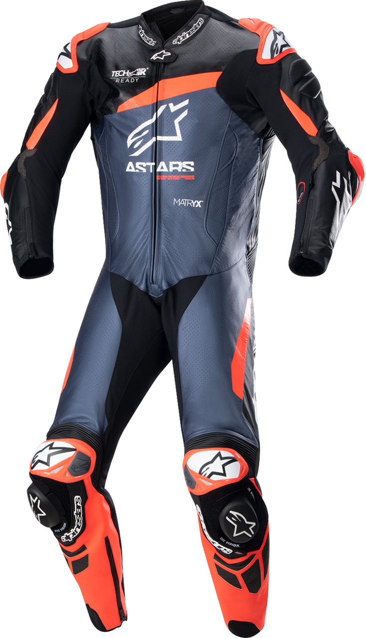 Alpinestars GP Plus v4 Leather Suit - Black/Red Fluo/Dark Blue - US 44 / EU 54