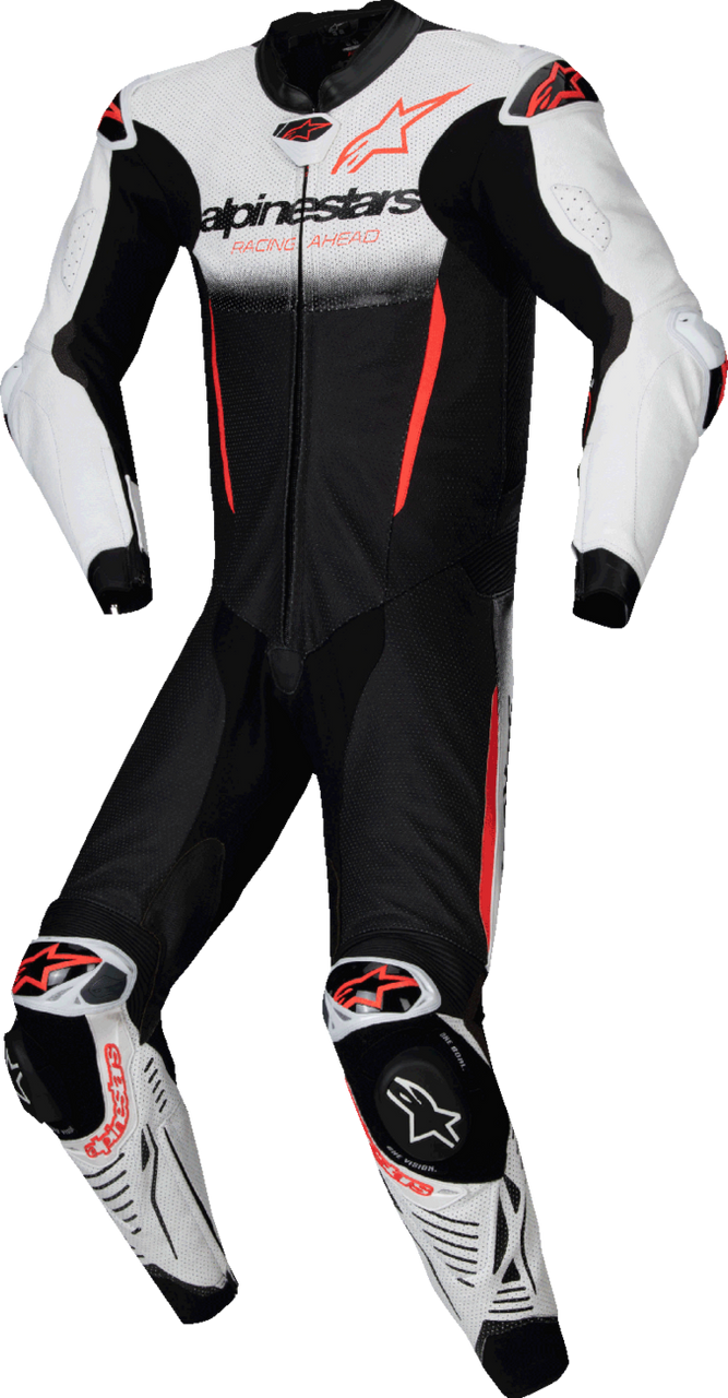 Alpinestars GP-R7 1-PC Leather Suit - White/Black/Red Fluo - US 42 / EU 52
