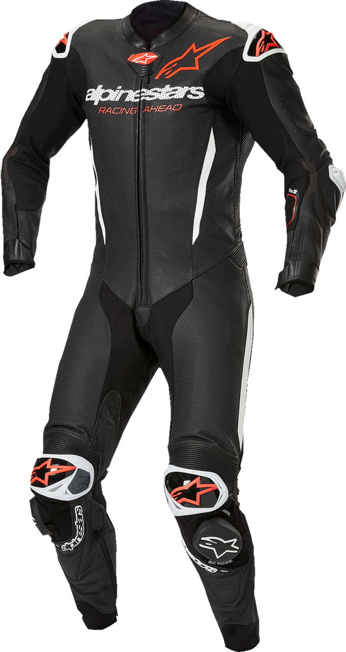 Alpinestars GP-R7 1-PC Leather Suit - Black/White/Red Fluo - US 50 / EU 60