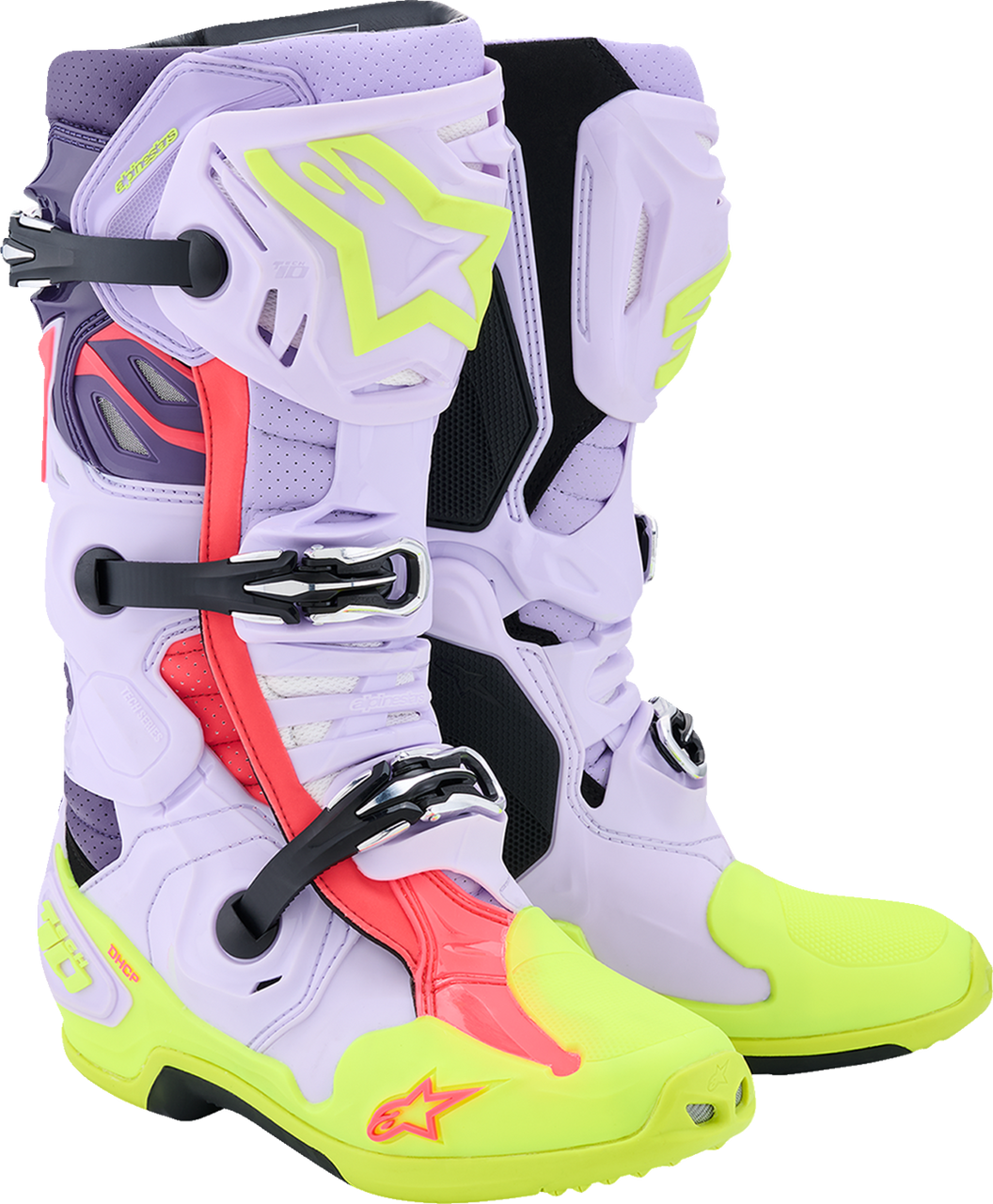 Alpinestars Tech 10 Supervented Boots - Purple/Fluorescent Yellow/Diva Pink - US 10 / EU 44.5