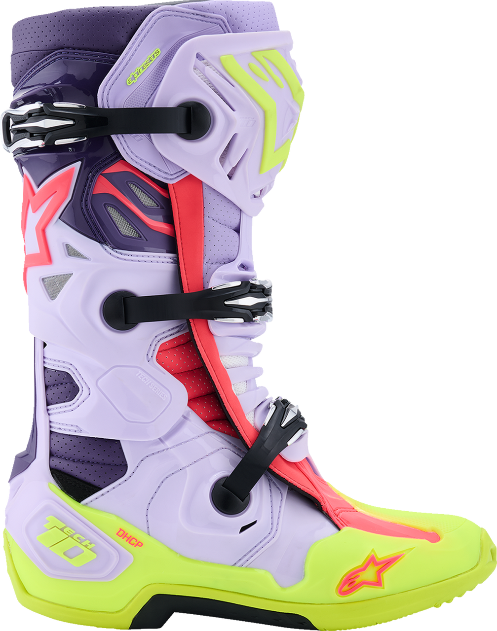 Alpinestars Tech 10 Supervented Boots - Purple/Fluorescent Yellow/Diva Pink - US 9 / EU 43