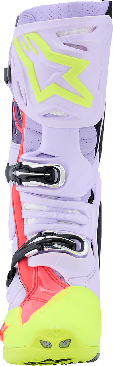 Alpinestars Tech 10 Supervented Boots - Purple/Fluorescent Yellow/Diva Pink - US 7 / EU 40.5