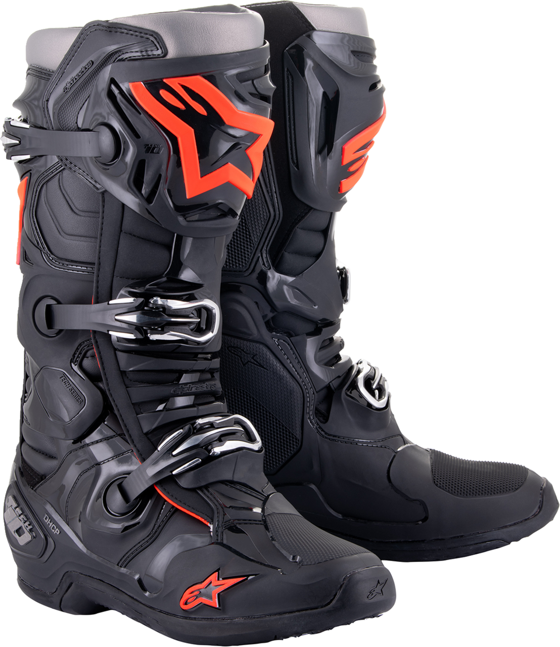 Alpinestars Tech 10 Boots - Black/Red Fluorescent - US 10 / EU 44.5