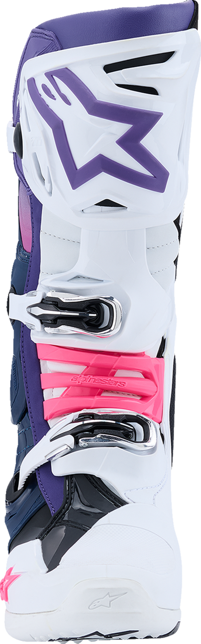 Alpinestars Tech 10 Boots - White/Violet/Navy/Pink Fluorescent - US 10 / EU 44.5