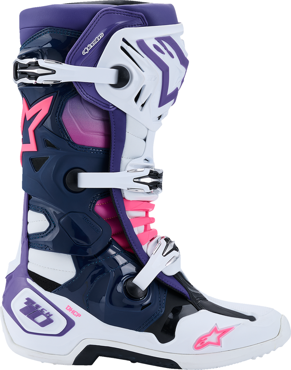 Alpinestars Tech 10 Boots - White/Violet/Navy/Pink Fluorescent - US 10 / EU 44.5