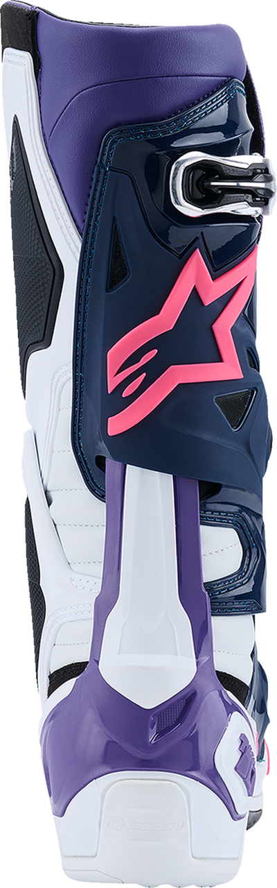 Alpinestars Tech 10 Boots - White/Violet/Navy/Pink Fluorescent - US 8 / EU 42