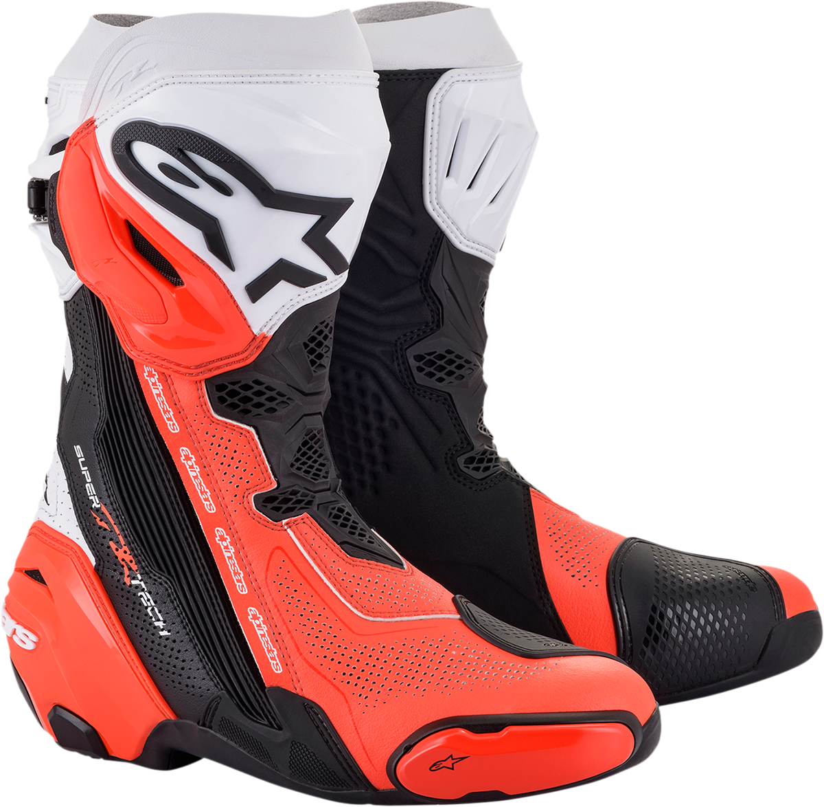 Alpinestars Supertech R Vented Boots - Black/Fluorescent Red/White - US 9.5 / EU 44