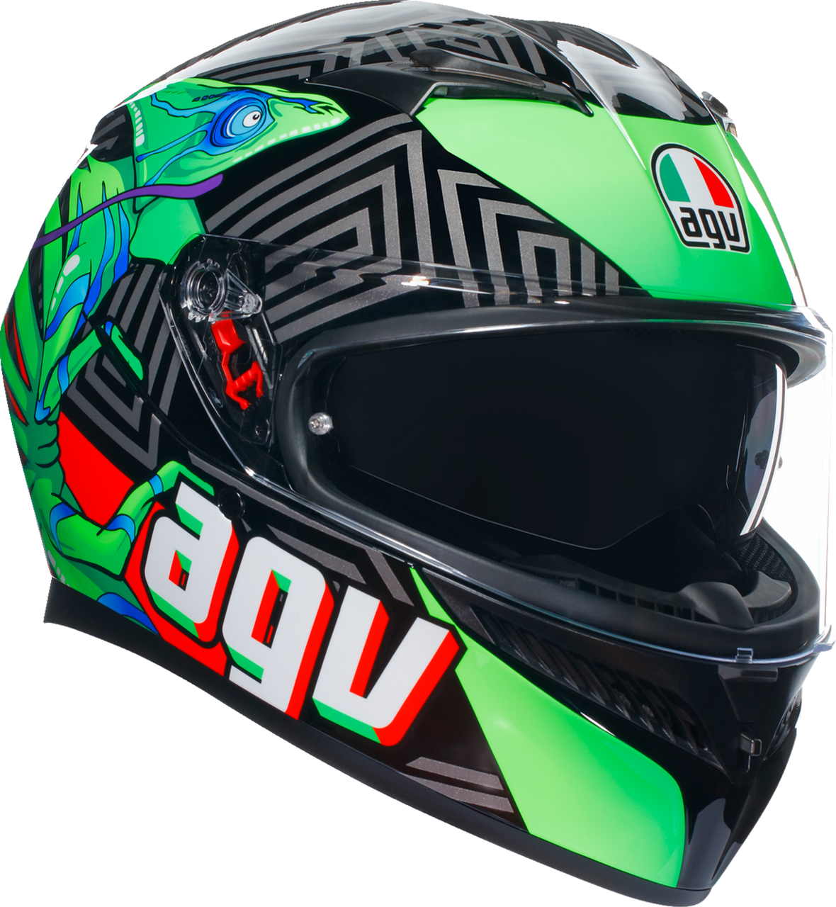 K3 Helmet - Kamaleon - Black/Red/Green - Large