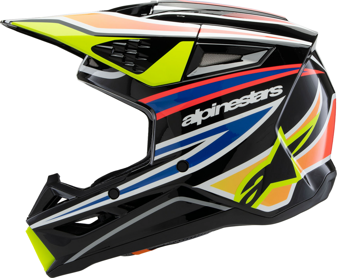 Youth SM3 Helmet - Wurx - Gloss Black/Yellow Fluo/Blue/Red Large