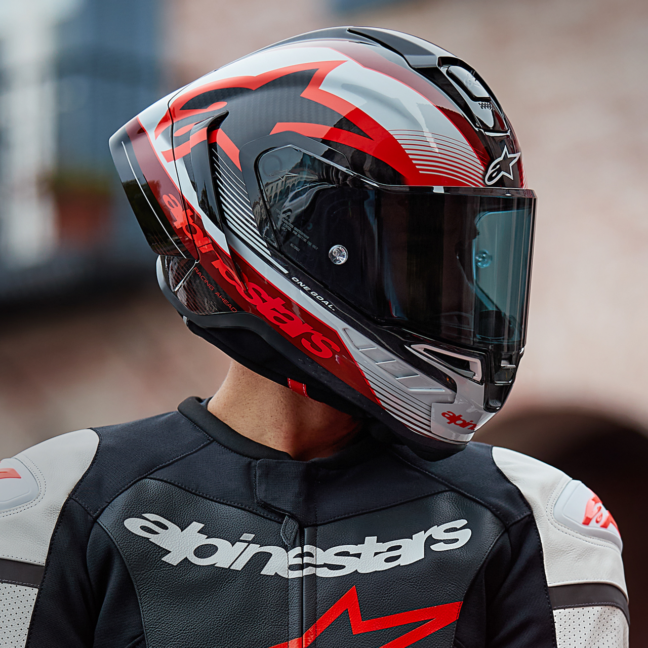 Supertech R10 Helmet - Team - Black/Carbon Red/Gloss White - 2XL