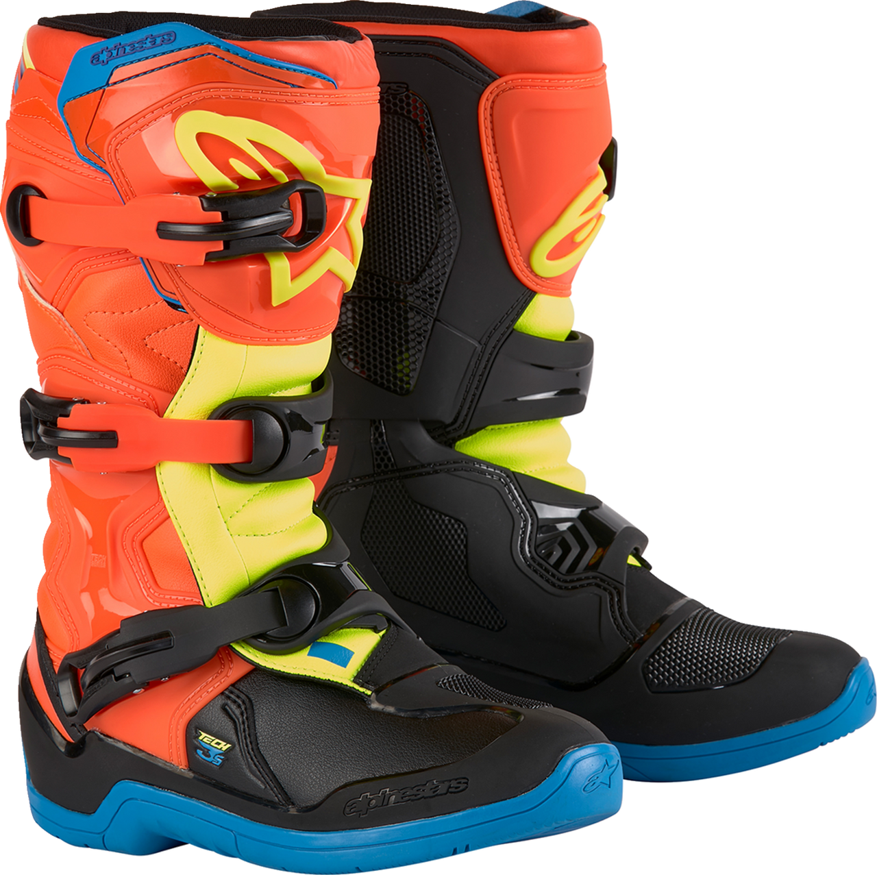 Youth Tech3S Boots - Orange/Blue/Yellow/Black - US 8 / EU 42
