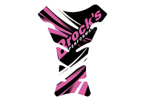 <div class="Description_Overview"><br />
<ul class="standard_ul">
<li>Strong adhesive vinyl tank protector</li>
<li>Pink tank pad with Brock's Performance logo</li>
<li>Easy to install and gives your tank a custom look</li>
<li>Unique 3D gloss gel guaranteed not to bubble or yellow</li>
<li>Offers protection against leathers and zipper rub</li>
<li>Tank pad size: 7.90 in (height) / 5.90 in (width)</li>
<li>Universal design fits most motorcycles</li>
</ul>
</div>