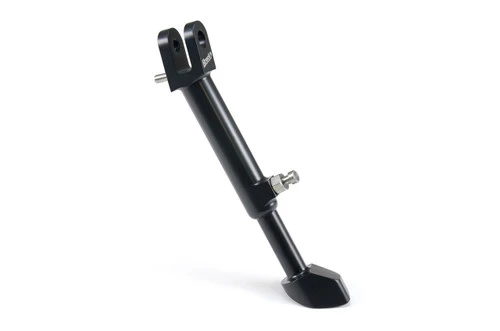 <ul>
<li>Specifically engineered for the Kawasaki ZX-14R</li>
<li>Works with OEM kill switch, springs, and mounting hardware</li>
<li>Easily adjusts from lowered (-2.00") to stock (0.00")<br /> applications using a 4mm hex key (no spring removal required)</li>
<li>Six adjustment positions for fine-tuning lean angle</li>
<li>Dual-radius foot design ensures consistent ground contact<br />in all adjustment positions</li>
<li>Allows for maximum cornering and ground clearance</li>
<li>Designed to complement Brock&rsquo;s Performance <a style="color: blue;" href="%%GLOBAL_ShopPathSSL%%/suspension-chassis/front-end/" target="_blank">Front End<br /> Lowering Kit</a> and <a style="color: blue;" href="%%GLOBAL_ShopPathSSL%%/window-link-set-adjustable-zx-14-06-17/" target="_blank">Rear Lowering Links</a></li>
<li>Mil-spec black anodized finish and stainless steel hardware<br />for ultimate corrosion resistance</li>
<li>CNC-machined from aerospace-grade billet aluminum</li>
<li>7.4 oz weight savings vs. OEM kickstand</li>
<li>Designed, machined and assembled in the USA</li>
<li><a style="color: blue;" href="%%GLOBAL_ShopPathSSL%%/content/Instructions/ZX14/996993.pdf" target="_blank">Click to view ZX-14/R BrockSTAND&trade; Installation Information</a></li>
</ul>
<div class="moretab" data-title="Product Details">
<p>Are you worried about your lowered ZX-14R falling over? Tired of looking at the ugly hacksaw job on your stock kickstand? Sick of carrying a block of wood with you after raising your ZX-14R for additional cornering clearance? Do you just want a trick, lightweight alternative to the stock kickstand? Great News! Brock&rsquo;s Performance brings you the BrockSTAND&trade;! The beautifully crafted, fully adjustable BrockSTAND is just what you need.</p>
<p>Not only have we reinvented the typical adjustable kickstand, our engineering department used some of the same highly technical Computer Aided Design (CAD), Computer Aided Manufacturing (CAM) and Finite Element Analysis (FEA) as was used by the OEM to develop a true factory-quality aftermarket product. We then black anodize the body and oversized hot-asphalt-busting foot, and complete the job with a subtle laser-etched Brock&rsquo;s logo. We feel the BrockSTAND complements the quality and detail of the ZX-14R, and we believe you will also.</p>
</div>
<div class="moretab" data-title="Technical">
<p><strong>Attention:</strong> This lightweight track-style kickstand was designed to support the weight of the motorcycle. Applying additional weight or force to the kickstand will increase the chances of failure. Activities including, but not limited to, sitting on the bike with the kickstand down, spinning the bike on the kickstand, strapping the bike down in a trailer with the kickstand engaged, etc. Failures associated with these types of behavior will not be warranted.</p>
</div>