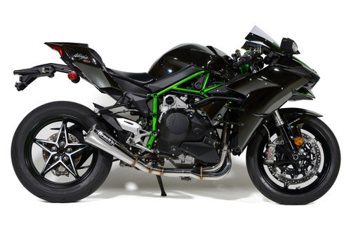<ul>
<li>Incredible 70% weight savings vs. OEM</li>
<li>Show-polished finish on the entire system (including head pipes)</li>
<li>Distinctive look / aggressive sound</li>
<li>Increased ground clearance</li>
<li>14&rdquo; megaphone muffler</li>
<li>2.25&rdquo; outlet permanent baffle</li>
<li>No fairing modifications required</li>
<li>Aerospace quality, ultra lightweight stainless construction</li>
<li>Pre-installed 18mm bung for wideband O2 sensor</li>
<li>Includes 12mm O2 bung adapter and block off plug</li>
<li>Includes Brock&rsquo;s lifetime direct support package<br /> <em>At no additional charge</em></li>
<li>Select from increased drivability/fuel mileage (pump gas) or race-proven (race fuel) trackmaps via our <a style="color: blue;" href="http://blog.brocksperformance.com/map-support-new-exhaust-purchase/" target="_blank">Map Support</a> program<br /> <em>At no additional charge</em></li>
<li>Detailed step by step <a style="color: blue;" href="%%GLOBAL_ShopPathSSL%%/content/Instructions/H2R/996668.pdf" target="_blank">installation instructions</a></li>
<li><a style="color: blue;" href="%%GLOBAL_ShopPathSSL%%/product_images/uploaded_images/Logo_Plates_Article_Page_Display.jpg" target="_blank">Click here to view logo plate color options</a></li>
</ul>
<div class="moretab" data-title="Product Details">
<p>The Alien Head 2&trade; for Kawasaki&rsquo;s most powerful production motorcycle is ready to take your supercharged Ninja H2 to the next level. Designed in-house by the Brock&rsquo;s Performance team of national championship-winning product engineers, tuners and racers, the H2 system was developed with input taken directly from H2 owners via internet forums and other social media. Those same H2 owners were then able to follow the development process online through our videos, photos, sound clips and dyno charts.</p>
<p>Brock&rsquo;s team used every trick in the book to produce the Alien Head 2&trade;. During testing, the supercharged Ninja spit fire and lit up many prototype headers as it went through a vigorous research &amp; development program on the dyno to extract maximum power from the 4-into-2-into-1 exhaust. The end result is a stunningly crafted system that unleashes the supercharged Ninja&rsquo;s true potential. In addition to feeling the incredible weight savings, H2 owners will admire the clean look achieved with the removal of the OEM pipe and it&rsquo;s bulky catalytic converter.</p>
<p><strong><span style="color: red;">WARNING:</span></strong> Due to the extreme nature of the Ninja H2, all Brock's Performance exhaust systems are designed to be used in conjunction with a Dynojet PCV and Brock's Performance fuel mapping installed at a minimum. The addition of a Brock's Performance ECU flash with our exhaust, PCV and fuel mapping is recommended for optimum performance. <strong>Any other configuration could result in premature exhaust wear that will not be covered under warranty.</strong> Brock&rsquo;s Performance PCV fuel mapping is available at no charge, with any Ninja H2 full or slip-on exhaust purchase, by clicking the Map Support tab above.</p>
<p>The PAIR Valve on Ninja H2 is disabled via the use of our Brock&rsquo;s Performance ECU flash. Damage to the exhaust system, via extreme heat and/or excessive deceleration pop, may result from an improperly blocked PAIR system. Brock&rsquo;s Performance will not warranty any damage created from an improperly blocked PAIR.</p>
</div>
<div class="moretab" data-title="Technical">
<p><strong>Dyno Chart:</strong> Click image to enlarge</p>
<p><em>SAE Scale</em></p>
<p><a href="%%GLOBAL_ShopPathSSL%%/product_images/uploaded_images/Ninja_H2_AH2_Full_SAE_Zoom.jpg" target="_blank"><img src="https://cdn7.bigcommerce.com/s-415rnuyx4g/product_images/uploaded_images/images/Ninja_H2_AH2_Full_SAE_Th.jpg" alt="" /></a></p>
<p><strong>Dyno Chart:</strong> Click image to enlarge</p>
<p><em>STD Scale</em></p>
<p><a href="%%GLOBAL_ShopPathSSL%%/product_images/uploaded_images/Ninja_H2_AH2_Full_STD_Zoom.jpg" target="_blank"><img src="https://cdn7.bigcommerce.com/s-415rnuyx4g/product_images/uploaded_images/images/Ninja_H2_AH2_Full_STD_Th.jpg" alt="" /></a></p>
<hr style="height: 1px; color: gray; width: 410px; align: left;" />
<p><strong>Ninja H2 Exhaust System Decibel Levels</strong></p>
<p><em>Testing procedure performed according to <a style="color: blue;" href="http://blog.brocksperformance.com/sae-j2825-measurement-of-exhaust-sound-pressure-levels-of-stationary-on-highway-motorcycles/" target="_blank">SAE J2825</a></em></p>
<p><strong>Alien Head 2 Muffler (with Noise Reduction Plug):</strong></p>
<p>Idle: 104dB / 5000 RPM: 115dB</p>
<p><strong>Alien Head 2 Muffler:</strong></p>
<p>Idle: 106dB / 5000 RPM: 115dB</p>
<hr style="height: 1px; color: gray; width: 410px; align: left;" />
<p><strong>Ninja H2 Exhaust Weight Comparison</strong></p>
<p>OEM Full Exhaust System:</p>
<ul>
<li>Muffler: 16.30 lb.</li>
<li>Catalytic Converter / Head Pipes: 18.85 lb.</li>
<li>Heat Shields: 1.75 lb.</li>
</ul>
<p><em>Total = 36.90 lb.</em></p>
<p>Brock's Performance Alien Head 2&trade; Full System:</p>
<ul>
<li>Muffler: 3.30 lb.</li>
<li>Head Pipes w/ Flanges: 6.25 lb.</li>
<li>Collector / Hardware: 1.55 lb.</li>
</ul>
<p><em>Total = 11.10 lb.</em></p>
<p><strong>Total Weight Savings =</strong> 25.80 lb. or 70% of OEM weight</p>
</div>