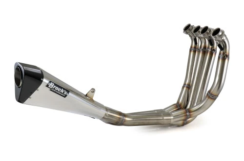 <ul> <li>15" megaphone muffler</li> <li>Show-polished finish</li> <li>2.25" (57.2 mm) outlet permanent baffle</li> <li>Lightweight system weighs only 8.85 lb. (4.01 kg)</li> <li>Larger diameter outlet provides increased exhaust flow</li> <li>Maximized power gains on stock and modified engines</li> <li>Distinctive look and aggressive sound<br /> (optional <a style="color: blue;" href="%%GLOBAL_ShopPathSSL%%/noise-suppressor-fits-penta-carbon-muffler/" target="_blank">noise suppressor</a> sold separately)</li> <li>Each muffler is hand fabricated into a distinctive penta-diamond shape</li> <li>Muffler angles optimized for maximum ground clearance when cornering</li> <li>Customize with over 100 different color combinations</li> <li>Endcaps are produced by BST to ensure a perfect match to your wheels</li> <li>No fairing modifications required</li> <li>Aerospace quality, ultra lightweight stainless construction</li> <li>Pre-installed 18mm bung for wideband O2 sensor</li> <li>Includes (emissions/PAIR) block off cap for decel-pop reduction</li> <li>3oz. tube of <a style="color: blue;" href="%%GLOBAL_ShopPathSSL%%/permatex-ultra-copper-3oz/" target="_blank">Permatex Ultra Copper&reg;</a> supplied with purchase</li> <li>Includes Brock&rsquo;s lifetime direct support package <em>at no additional charge</em></li> <li>Select from increased drivability/fuel mileage (pump gas) or race-proven (race fuel) track maps via our <a style="color: blue;" href="https://blog.brocksperformance.com/category/map-support/" target="_blank">map support program</a> <em>at no additional charge</em></li> <li><a style="color: blue;" href="%%GLOBAL_ShopPathSSL%%/product_images/uploaded_images/Logo_Plates_Article_Page_Display.jpg" target="_blank">Click here to view logo plate color options</a></li> <li><a style="color: blue;" href="%%GLOBAL_ShopPathSSL%%/content/Instructions/ZX10R_ZX12R/993210.pdf" target="_blank">Click here to view installation instructions</a></li> <li><a style="color: blue;" href="%%GLOBAL_ShopPathSSL%%/content/Instructions/ZX10R_ZX12R/996382.pdf" target="_blank">Click here for PAIR block-off instructions</a></li> <li><a style="color: blue;" href="https://support.brocksperformance.com/hc/en-us/sections/360013457111-Penta-Carbon-Exhaust" target="_blank">Click here to view Penta-Carbon Frequently Asked Questions (FAQ)</a></li> </ul> <div class="moretab" data-title="Product Details"> <p>The NEW Brock&rsquo;s Performance Penta-Carbon&trade; Stainless Steel Full Exhaust System is like no other. Make it your own! The Penta-Carbon&trade; is designed to be customized to your specifications. The heart of this customization is a beautiful five-sided carbon fiber endcap produced exclusively for Brock&rsquo;s Performance by world-renowned carbon composite specialists Blackstone Tek (aka BST Carbon Fiber wheels). Not only is the carbon cap available in gloss or matte finishes, we have also expanded the offerings to match any available BST carbon fiber wheel custom ink colors, for a combination that is truly unique. Check this link for more information on Xirallic&reg;, the shimmering &lsquo;Ink&rsquo; finish applied to produce subtle colors that explode in direct sunlight: <a style="color: blue;" href="https://blog.brocksperformance.com/bst-custom-ink/" target="_blank">BST Custom Ink &amp; Finish Options</a></p> <p>Don&rsquo;t have carbon fiber wheels yet? No problem, the colored end caps match the schemes of most brands: blue, red, and green&hellip; just to name a few.</p> <p>&lsquo;What about the pipe,&rsquo; you ask? With sharp lines to match the aesthetic design trends of most modern sportbikes combined with the aggressive sound (hidden noise suppressor sold separately) Brock&rsquo;s exhausts are known for, the Penta-Carbon&trade; shape won&rsquo;t get lost in the crowd. They are available in show polished stainless or black ceramic-coated stainless. If you like the sound and power of our Alien Head mufflers, you will love this modern take on Brock&rsquo;s legendary mindset.</p> <p>Already have a Brock&rsquo;s Performance Alien Head&trade;, Short Meg&trade; or Slash Cut exhaust? No problem, the Penta-Carbon&trade; muffler is available separately (call for details) and designed to be an easy direct swap that takes only minutes.</p> <p>As an added bonus for our #stupidfast friends, the Penta-Carbon&trade; muffler is also around 1/2 lb. (.22 kg) lighter than a comparable Alien Head or ShortMeg mufflers and outflows our Slash Cut mufflers.</p> <p>And finally, the Penta-Carbon&trade; Mufflers are adorned with our new, more discreet, logo plates in a variety of colors as well as in our Stupid Fast (US Trademark No. 4,268,627) version: <a style="color: blue;" href="%%GLOBAL_ShopPathSSL%%/product_images/uploaded_images/Logo_Plates_Article_Page_Display.jpg" target="_blank">Logo Plate Color Options</a></p> </div>