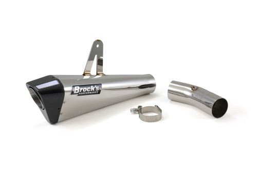 <ul>
<li>15" megaphone muffler</li>
<li>Show-polished finish</li>
<li>2.25" (57.2 mm) outlet permanent baffle</li>
<li>Includes muffler, elbow, and necessary hardware</li>
<li>Retains the OEM catalytic converter</li>
<li>Mounts to OEM muffler mounting location</li>
<li>75% weight savings vs. OEM muffler</li>
<li>Larger diameter outlet provides increased exhaust flow</li>
<li>Distinctive look and aggressive sound</li>
<li>Each muffler is hand fabricated into a distinctive penta-diamond shape</li>
<li>Muffler angles optimized for maximum ground clearance when cornering</li>
<li>Customize with over 100 different color combinations</li>
<li>Endcaps are produced by BST to ensure a perfect match to your wheels</li>
<li>No fairing modifications required</li>
<li>Aerospace quality, ultra lightweight stainless construction</li>
<li>An easy and affordable way to customize your bike</li>
<li>Includes Brock&rsquo;s lifetime direct support package <em>at no additional charge</em></li>
<li><em>Designed to work with OEM front section only</em></li>
<li><a style="color: blue;" href="%%GLOBAL_ShopPathSSL%%/product_images/uploaded_images/Logo_Plates_Article_Page_Display.jpg" target="_blank">Click here to view logo plate color options</a></li>
<li><a style="color: blue;" href="https://support.brocksperformance.com/hc/en-us/sections/360013457111-Penta-Carbon-Exhaust" target="_blank">Click here to view Penta-Carbon Frequently Asked Questions (FAQ)</a></li>
<li><strong><em>Not recommended for use with saddle bags (panniers) unless a protective heat shield is mounted <a style="color: blue;" href="%%GLOBAL_ShopPathSSL%%/saddle-bag-heat-shield-kit-ninja-h2-sx-se-se-18-19/" target="_blank">(sold separately)</a></em></strong></li>
</ul>
<div class="moretab" data-title="Product Details">
<p>The NEW Brock&rsquo;s Performance Penta-Carbon&trade; Stainless Steel Exhaust System is like no other. Make it your own! The Penta-Carbon&trade; is designed to be customized to your specifications. The heart of this customization is a beautiful five-sided carbon fiber endcap produced exclusively for Brock&rsquo;s Performance by world-renowned carbon composite specialists Blackstone Tek (aka BST Carbon Fiber wheels). Not only is the carbon cap available in gloss or matte finishes, we have also expanded the offerings to match any available BST carbon fiber wheel custom ink colors, for a combination that is truly unique. Check this link for more information on Xirallic&reg;, the shimmering &lsquo;Ink&rsquo; finish applied to produce subtle colors that explode in direct sunlight: <a style="color: blue;" href="https://blog.brocksperformance.com/bst-custom-ink/" target="_blank">BST Custom Ink &amp; Finish Options</a></p>
<p>Don&rsquo;t have carbon fiber wheels yet? No problem, the colored end caps match the schemes of most brands: blue, red, and green&hellip; just to name a few.</p>
<p>&lsquo;What about the pipe,&rsquo; you ask? With sharp lines to match the aesthetic design trends of most modern sportbikes combined with the aggressive sound (hidden noise suppressor sold separately) Brock&rsquo;s exhausts are known for, the Penta-Carbon&trade; shape won&rsquo;t get lost in the crowd. They are available in show polished stainless or black ceramic coated stainless. If you like the sound and power of our Alien Head mufflers, you will love this modern take on Brock&rsquo;s legendary mindset.</p>
<p>As an added bonus for our #stupidfast friends, the Penta-Carbon&trade; muffler is also around 1/2 lb. (.22 kg) lighter than a comparable Alien Head or ShortMeg mufflers and outflows our Slash Cut mufflers.</p>
<p>And finally, the Penta-Carbon&trade; Mufflers are adorned with our new, more discrete, logo plates in a variety of colors as well as in our Stupid Fast (US Trademark No. 4,268,627) version: <a style="color: blue;" href="%%GLOBAL_ShopPathSSL%%/product_images/uploaded_images/Logo_Plates_Article_Page_Display.jpg" target="_blank">Logo Plate Color Options</a></p>
</div>
<div class="moretab" data-title="Technical">
<p><strong>Ninja H2 SX / SE (2018) Exhaust Weight Comparison</strong></p>
<p>OEM Muffler:</p>
<ul>
<li>Muffler (w/ heat shield &amp; clamp): 13.00 lb.</li>
</ul>
<p>Total = 13.00 lb.</p>
<p>Brock's Performance Slip-On Exhaust:</p>
<ul>
<li>Muffler: 2.50 lb.</li>
<li>Elbow: 0.50 lb.</li>
<li>Hardware: 0.20 lb.</li>
</ul>
<p>Total = 3.20 lb.</p>
<p><strong>Total Weight Savings = </strong> 9.80 lb. or 75% of stock weight</p>
</div>