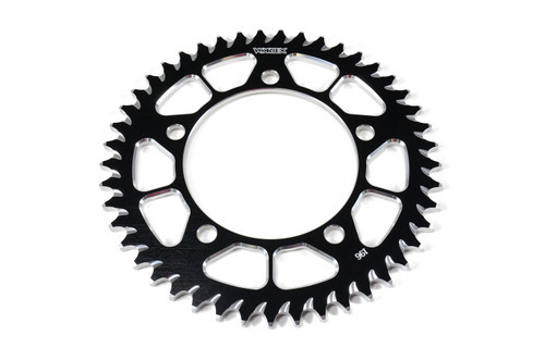 <ul> <li>Improves performance by reducing the drive system's rotating mass</li> <li>Lightweight 7075 T6 aerospace aluminum</li> <li>Black and silver finish</li> <li>Precision CNC machined individually for tightest tolerances</li> <li>Ideal tooth design for perfected chain hold and release</li> <li>This sprocket for use with a 525 chain</li> </ul> <div class="moretab" data-title="Product Details"> <p>Based in the USA, Vortex has been manufacturing top quality racing components since 1995. Owned and operated by motorcycle racers, they focus on absolute quality. Each of their race components are made to the tightest tolerances with the best quality materials for the application. Vortex tests on the track with direct feedback from top professional race teams worldwide.</p> </div>